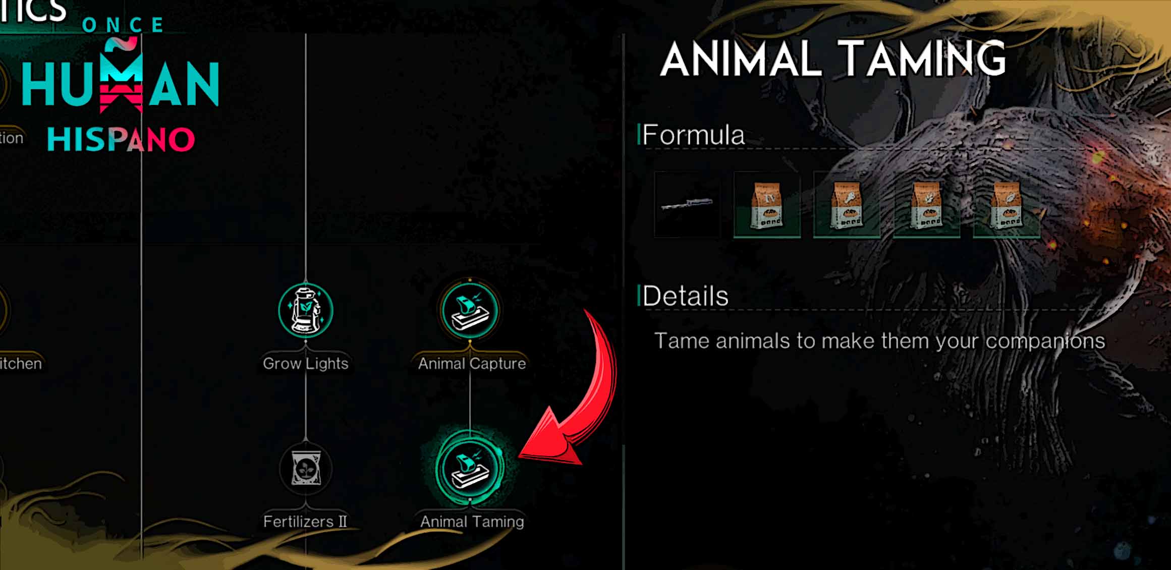 Nodo de Domesticación de Animales en Meméticos en Once Human